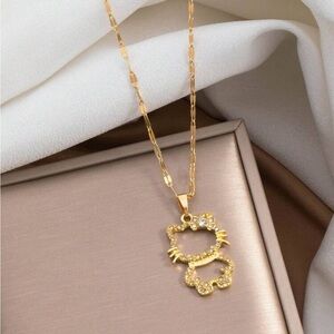 Gold stainless steel hello kitty Pendant Necklace